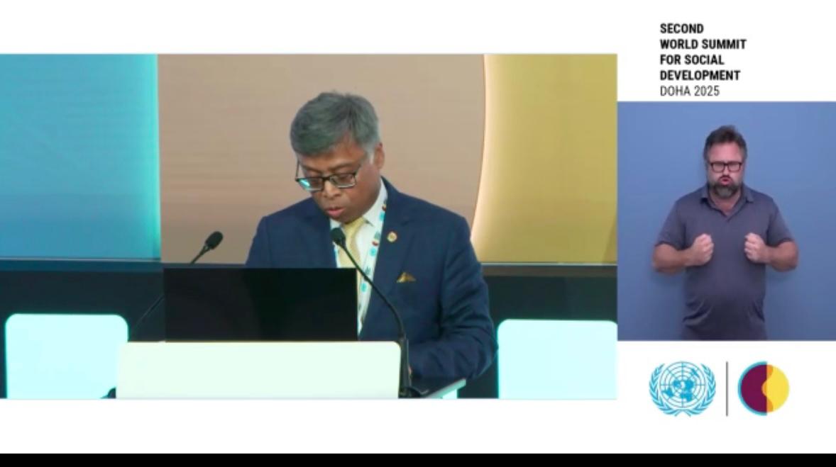 Ambassador Md. Golam Sarwar, Secretary General of the South Asian Association for Regional Cooperation (SAARC), attends the Second World Summit for Social Development